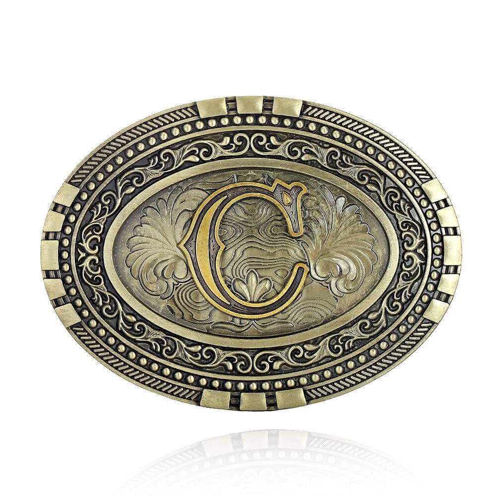 1448 Western cowboy belt buckle initials ABCDEF TO Z 's novelty upgraded